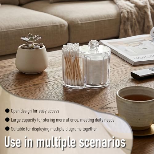 Exclaith Cotton Pad Holder Clear Pvc Cotton Ball Holder Makeup Pad Holders Dual Compartment Cottons Swab Dispenser Vanity ...