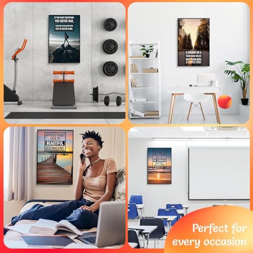 Throwbacktraits Canvas Motivational Wall Art – Set of 6 Inspirational Prints with Uplifting Phrases & Vibrant Images, Eco-...