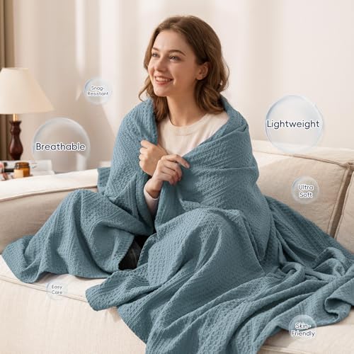 PHF Lightweight Waffle Weave Blanket King Size 104"x 90", Soft Woven Summer Blanket for Hot Sleepers - Aesthetic Home Deco...