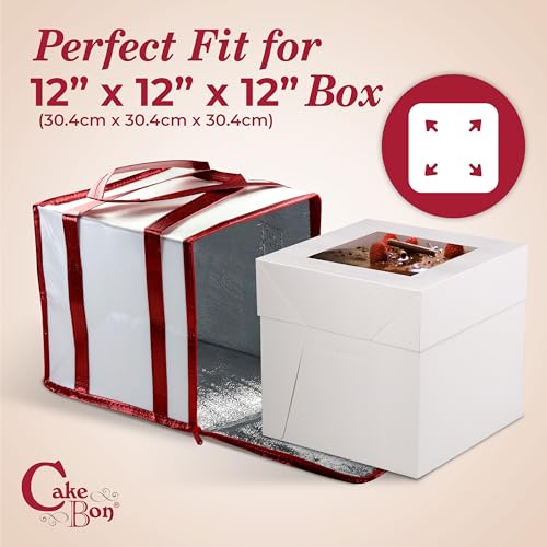 Cakebon 12-Inch Cake Insulated Cooler Bag with Ice Pack Sheets – Premium Carrier Bag for Cakes, Pastries & Cupcakes – Dura...