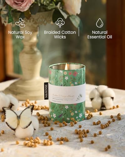 M&SENSE Spring Candle 11.3 oz,Bamboo Orange Blossom Scented Candle, Non-Toxin Soy Wax for Home Scented, Floral Candles for...
