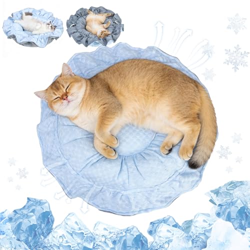 EXPAWLORER Cat Cooling Bed Mat - Upgraded Thickened 2-Sided Reversible Cold Pad for Cats Puppy Small Dogs Keep Cool in Sum...
