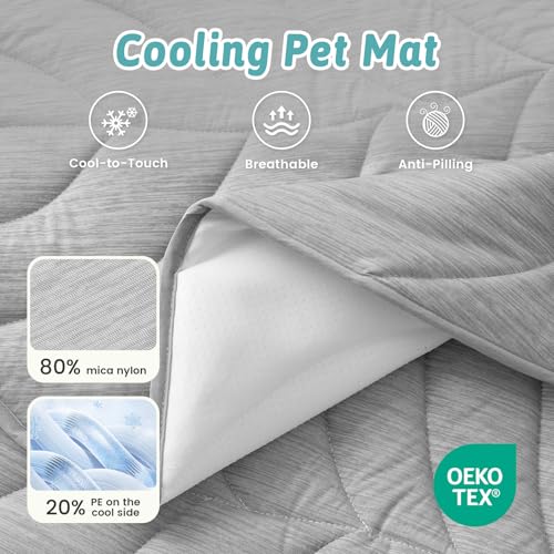 COZY KISS Dog Cooling Mat, Q-Max > 0.4 Leaf Shaped Pet Pad, Liquid Pee Proof Summer Mat for Cats, Washable Sleep Blanket f...