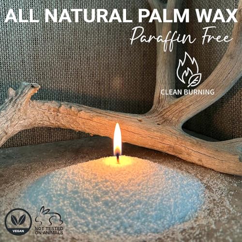 Pearled Candle Sand Gift Set - 18oz Sand Wax, 30 Wicks, 2X Natural Fragrance Oils + Free Large Glass Jar Included - Smoke-...