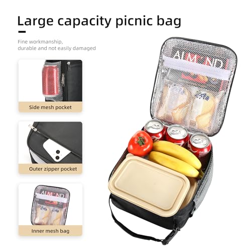 Lovoeo Lunch box Lunch bag for men women Insulated Lunchbox Lunch bags for Work Picnic Travel (Black)