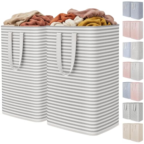 Lifewit 2 Pack Laundry Basket 80L Each, Collapsible Clothes Hamper with Reinforced Handles, Freestanding Waterproof Design...