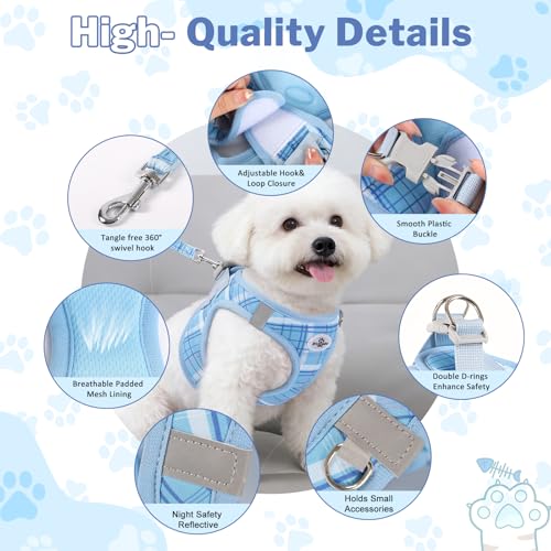 Gyuzh Dog Harness and Leash Set for Puppies - 3 Pieces Step in No Pull Vest & Collar, Extra Small Kitten Harness, Breathab...