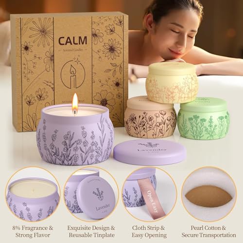 Scented Candles for Mom, 17.6oz Romantic Jar Candles for Women Girl Candle Set, 120H Burning, Soy Candle for Home Scented,...