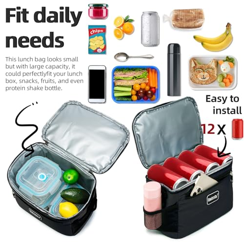 BEIMILY Lunch Box for Men/Women, Small Insulated Lunch Bag, Leak-Proof Soft Cooler Tote Bag, Reusable LunchBox for Work, T...