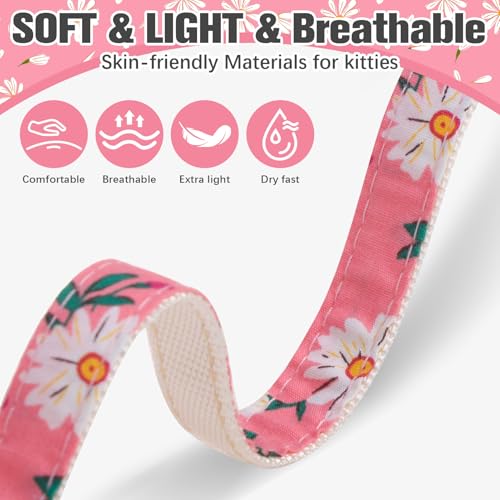 PAWCHIE Cat Harness and Leash Set with Bow Knot,Cats Escape Proof-Adjustable Daisy Floral Kitten Harness Soft Outdoor Walk...