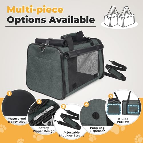 YUDODO 25 lbs Lightproof Soft Sided Pet Carrier for Large Cat & Small Dog Airline Approved Travel Puppy Carrier with Side ...