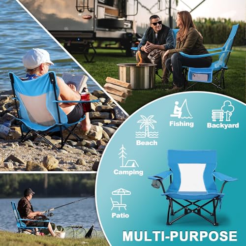 Joyfair Beach Camping Chair (2 Pack), Outdoor Folding Lawn Chair for Adults, Heavy Duty Portable Chair with Armrest for Ou...