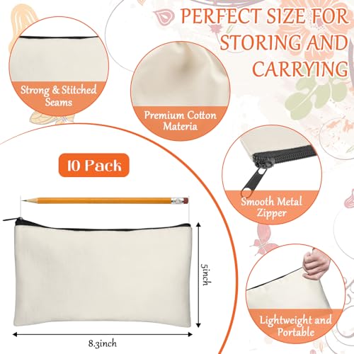 Legigo Blank Canvas Bag Zipper Pouch Makeup Bags Bulk - Multi-Purpose Canvas Pencil Pouch with Sturdy Zipper, Cosmetic Bag...