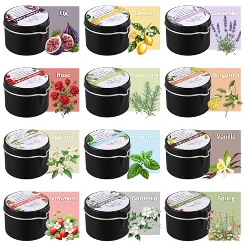 12pcs Massage Oil Candle,Moisturising Natural Soybeans Gift Sets,1oz Low Temperature Body Oil Scented Candles for Home Spa...