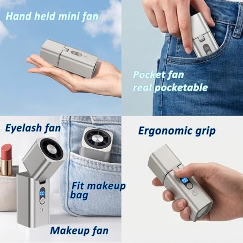 Metal Portable Mini handheld fan 1-100 speed 15000PRM,Rechargeable Pocket Personal handheld turbo fan 5000mAh with flashli...