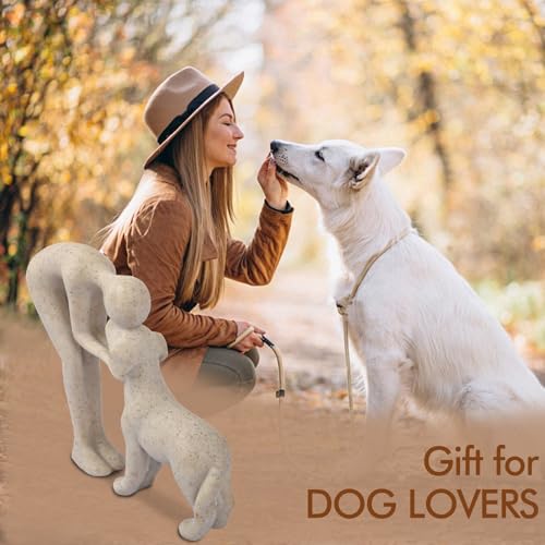 FriyGardcn Dog Sculpture Home Decor Cute Man and Dog Statue Decoration for Office、Living Room、Bedroom、Home， Memory Gifts f...