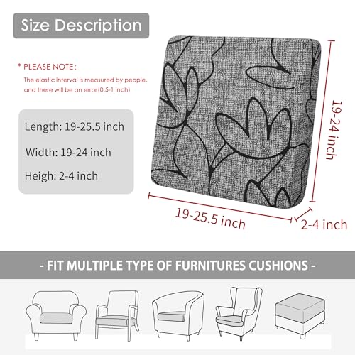 FORCHEER Waterproof Patio Cushion Covers 20x20 Floral Printed Stretch Outdoor Cushion Seat Covers Set of 2 Wicker Chair Wa...