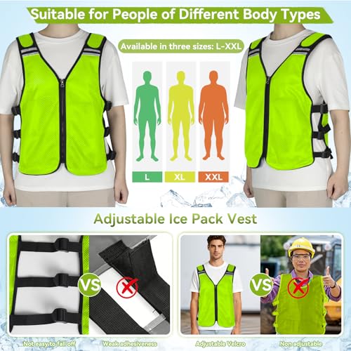 KkaFFe Cooling Vest for Hot Weather, Adjustable Cooling Jacket Safety Vest/Running Lightweight Vest/Reflective Vest/Ice Vest