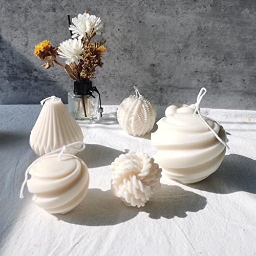 3PCS Spiral Ball Candle Wooden Scented Aesthetic Cylinder Candle, Home Office Danish Pastel Trendy Room Floating Shelves D...