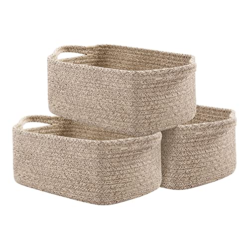 OIAHOMY Cotton Rope Baskets, Woven Baskets for Storage, Nursery Storage Baskets, Rectangle Storage Basket with Handles, St...