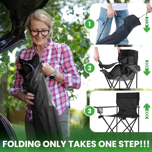 Canpsky 2 Pack Lightweight Folding Camping Chairs, Outdoor Lawn Beach Chair with Cup Holder & Carry Bag for Travel, Fishin...