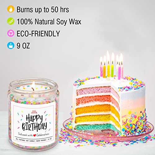 Homsolver Happy Birthday Gifts for Women Men, Vanilla Cream Scent with Sprinkles Candy Birthday Candles, Unique Best Frien...