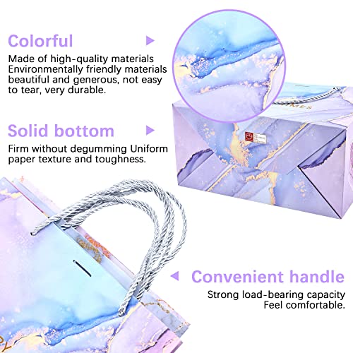 JMANNI Gift Bags, 3PCS Medium Size with Bow Ribbon, Portable Paper Gift Bag, Marble Pattern, for Any Occasion, Including C...