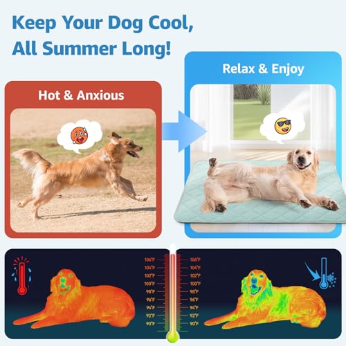 LOOBANI Dog Cooling Mat for Large Dogs - 40" x 28" Cooling Mat for Pet with Anti-Slip Bottom, Durable & Washable Non-Toxic...