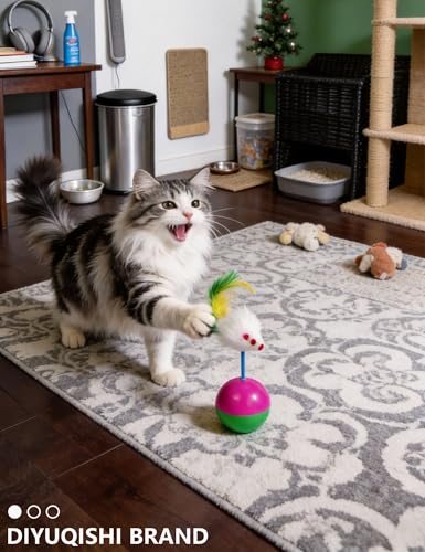 DIYUQISHI 22 Pcs Luxury Cat Toys Set, Indoor Cat Toys for Bored Kittens, Wind-Up Chick Tumbler Mouse Jingle Balls, Interac...