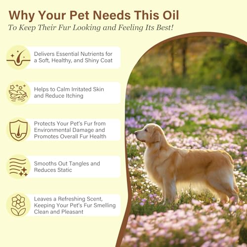 GJYC PET Pet Fur Care Oil - Detangles, Reduces Shedding - Adds Shine with Collagen & Natural Oils - Leave-in Conditioner f...