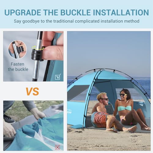 Elegear CumbreX™ Beach Tent Sun Shelter with Canopy, 4-5 Person Pop Up Beach Tent, Easy Setup UPF 50+ UV Protection Portab...
