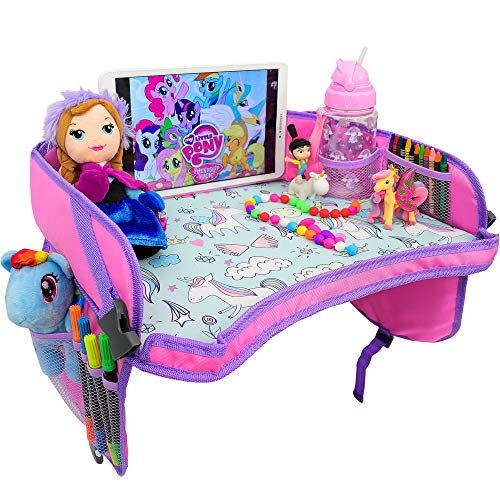 ecoZen Lifestyle Pink Toddler Lap Desk Organizer for Car and Airplane - Kids Travel Tray & Road Trip Carseat Table - Kids ...