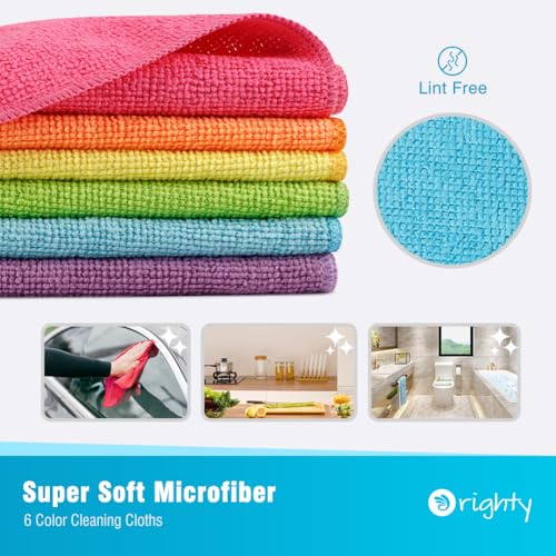 Orighty Microfiber Cleaning Cloth Pack of 12, Microfiber Towels for Cars, Highly Absorbent Car Cleaning Supplies, Lint Fre...