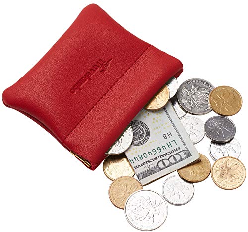 Travelambo Leather Squeeze Coin Purse Pouch Change Holder For Men & Women