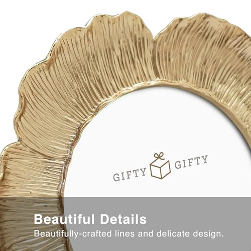 GIFTY GIFTY Circular Gold Floral Photo Frame / 4x4 In | For Tabletop Display | Perfect for Home Decor, Wedding, Graduatio...