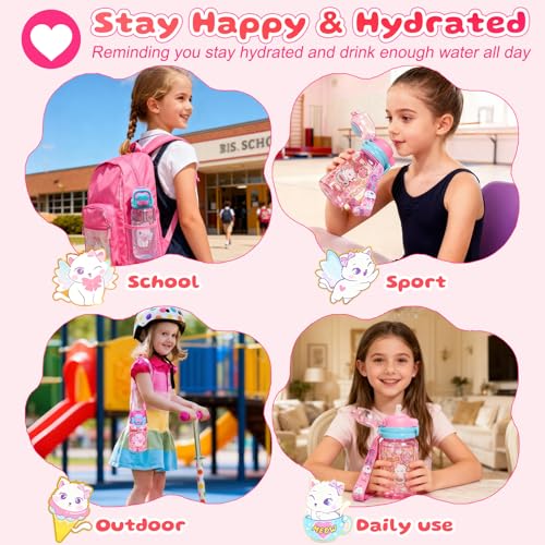 YOYTOO Kids Water Bottle with Pop-Open Straw & Spout 2-in-1 Lid, 20oz Leak-Proof Tritan Plastic BPA-Free Kids Cup with Str...