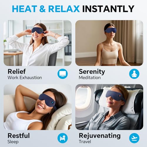 Cordless Heated Eye Mask for Dry Eyes Relief, with 3 Heat Settings, Washable Eye Cover, Warm Heating Pad for Stye Eye Trea...