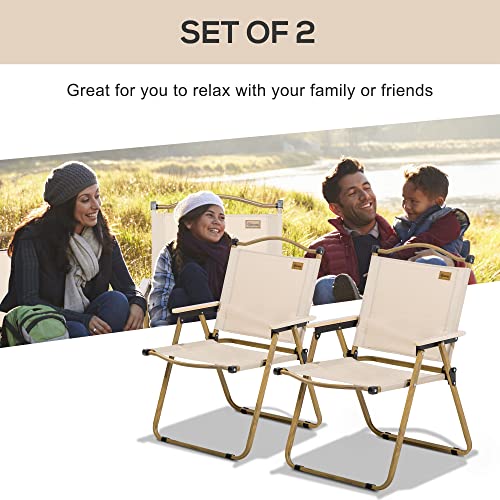 Outsunny 2 Pack Folding Camping Chair, Lightweight & Portable Beach Chairs Armchairs, Perfect for Festivals, Fishing, Picn...