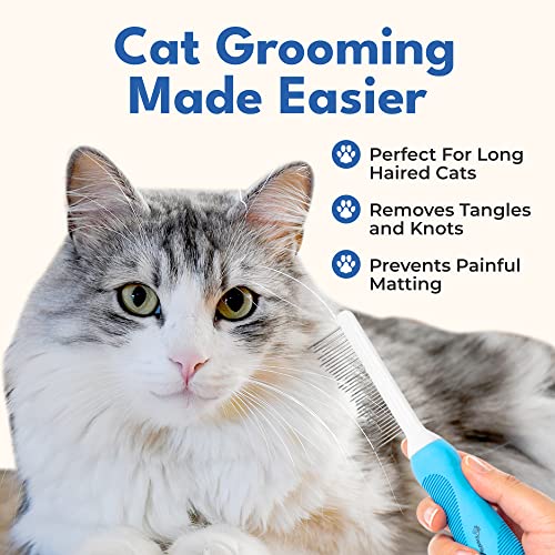 Grooming Comb for Long & Curly Hair in Dogs & Cats - Top Pet Detangler Brush - Removes & Prevents Matted Fur - Perfect for...