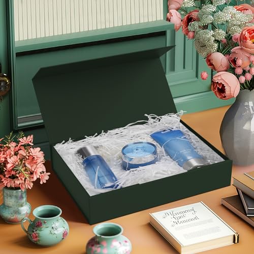 Gift Box with Lids, 11.5 x 8.5 x 2.3 In Magnetic Closure Collapsible Gift Boxes for wraps gifts of T-Shirts, Gloves, Scarv...