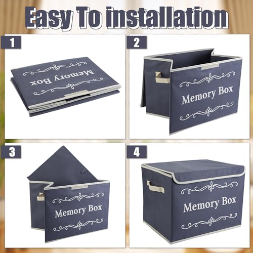 LemonRoad 2Pcs Memory Box Keepsakes for Kid Memory Decorative Storage Box Bin with Lid for Baby Wedding Travel Birthday An...