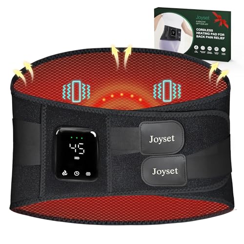 Joyset Cordless Heating Pad for Back Pain Relief,47-60" Lower Back Massager with 5 Heat 5 Vibration,Portable Wearable Heat...