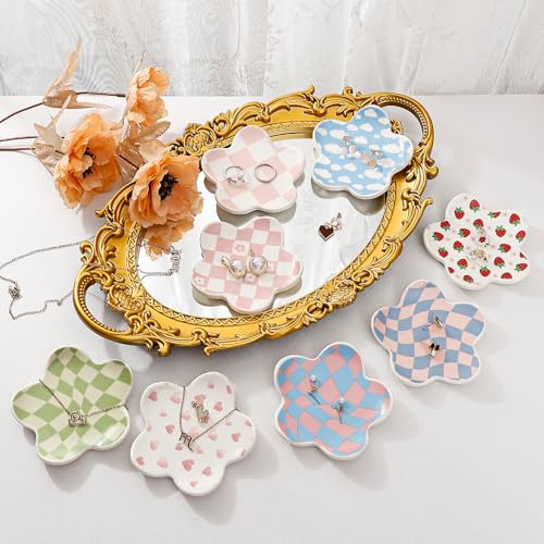 Koythin Aesthetic Jewelry Tray for Girls, Decorative Bedroom Vanity Organizer, Preppy Teen Room Decor Accessories, Gift fo...