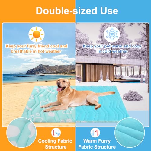 BEAUTYZOO Upgrade Dog Cooling Mat Extra Large, Reversible Self-Cooling Mat for Dogs, Thicken Pet Ice Cool Pad Blanket for ...