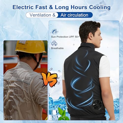 Foiueyga Cooling Vest for Men Women with 20000mAh Battery, 2pcs Fan 18V Electric Air Conditioned Vest for Hot Weather Outdoor