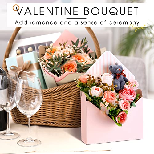 Geyee 10 Pcs Mother's Day Florist Bouquet Envelope Boxes Pink Flower Bouquet Packaging Gift Paper Wrapping Flower Bags for...