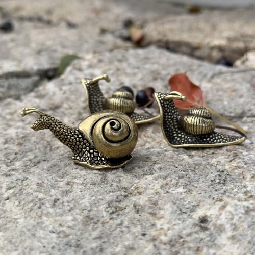 XYLIBLLA 3Pcs Brass Snail Statue Decor, Retro Mini Copper Snail Statue Home Decoration for Living Room and Desk, Outdoor P...