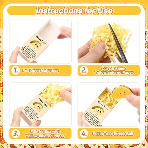 Wettarn 72 Sets Taco Positive Gifts Cute Stress Balls with Support Boxes Mexican Party Favors for Cinco De Mayo Fiesta Gif...