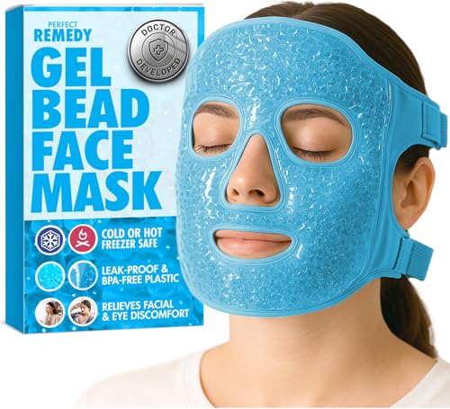 Perfect Remedy Face Ice Pack, Reusable Hot & Cold Ice Face Mask, Gel Compress for Helping with Puffy Eyes and aiding in Co...