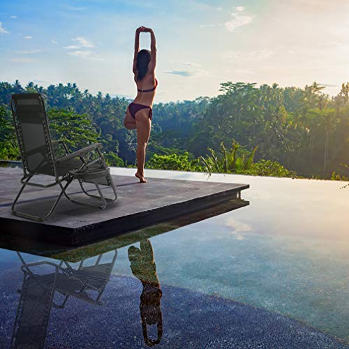 FDW Zero Gravity Lawn Lounge Chairs Set of 2 with Pillow and Cup Holder - Adjustable Reclining Folding Outdoor Chairs for ...